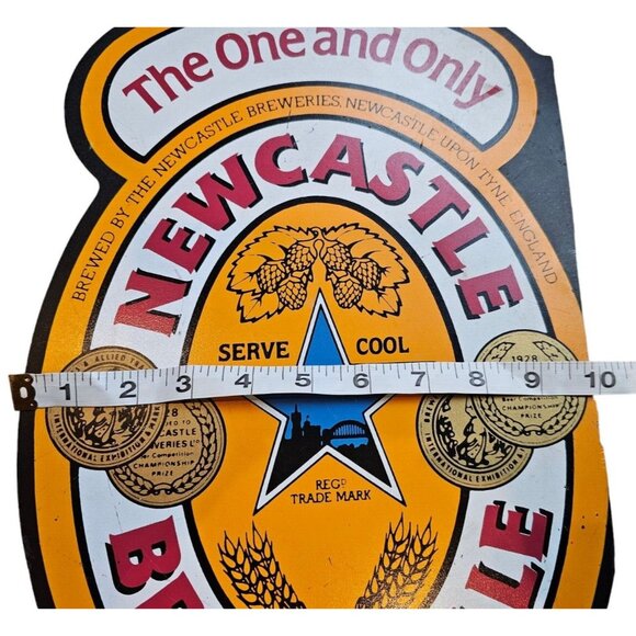 Newcastle Brown Ale Sign The One And Only Fiberboard Beer Label Double Sided - Picture 2 of 15